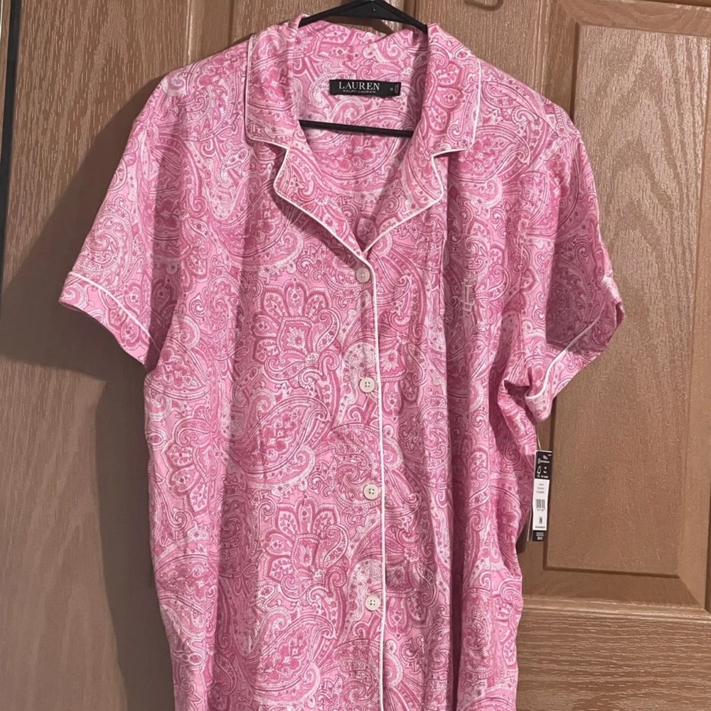 Ralph Lauren Pink Paisley Button-Up Pajama Top